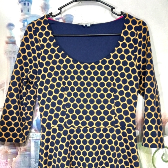 Boden Fit & Flare Sweater Dress 6L Polka Dot - Picture 4 of 10